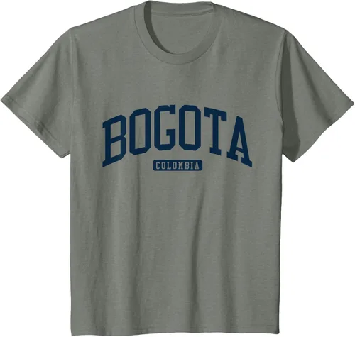 Vista 79 de Bogotá Colombia College University Style Camiseta azul marino, Blanco