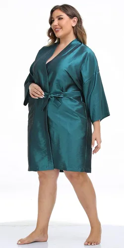 Vista 6 de PERFEHAIR Bata de peluquería para clientes, estilo kimono (azul)