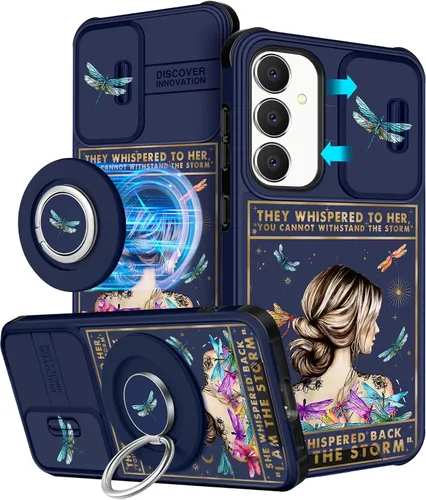 Vista 44 de Funermei Funda para teléfono Samsung Galaxy A15 5G - [2 en 1] Funda para teléfono de mujeres lindas chicas, diseño femenino de mariposa negra