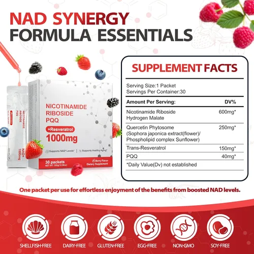 Vista 2 de Suplemento NAD, suplementos líquidos liposomales NAD+ de 1000 mg, alternativa de suplemento NMNH para hombres y mujeres, aumenta la energía celular