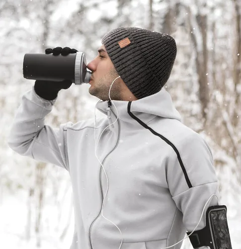 Vista 4 de Wmcaps Gorros cálidos para hombres y mujeres, gorro con forro polar cálido para invierno, unisex, a la moda, gorro de punto con puños