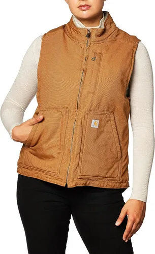 Vista 3 de Carhartt Chaleco de cuello alto falso con forro de sherpa de pato lavado para mujer