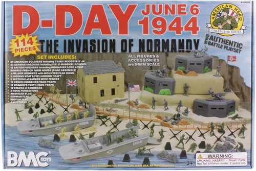 Vista 2 de BMC Toys - Soldados de plástico de la Segunda Guerra Mundial, invasión de Normandía, 114 piezas en caja
