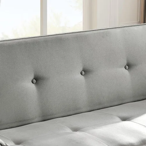 Vista 5 de Sofá cama de tela moderna, sofá cama convertible con 2 almohadas y reposabrazos, sofá reclinable plegable de 75 pulgadas con patas de madera maciza