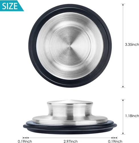 Vista 2 de Tapón para fregadero de cocina, acero inoxidable, borde ancho grande de 3.35 pulgadas de diámetro, 2 unidades Fengbao