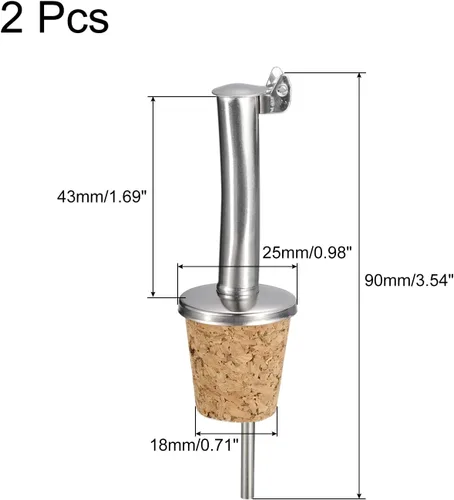 Vista 2 de uxcell Vertedores de botellas de acero inoxidable, 2 piezas de boquilla de aceite de oliva con tapa automática abatible, tapones de botella de vino