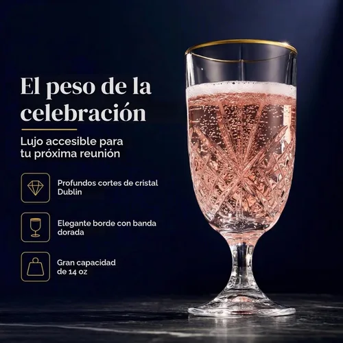 Vista 4 de Godinger Vasos para bebidas heladas, bandas doradas, cristal de Dublín, juego de 4