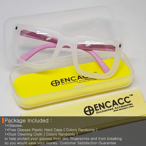 Vista 6 de ENCACC Lentes grandes con borde de bocina cuadrada Nerd lentes transparentes clásicos Geek
