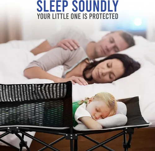 Vista 4 de Cama de Cuna para Niños Pequeños: Cuna Plegable Portátil para Viajes, Camping y para Niños, Ideal para Exteriores y Huéspedes Jóvenes en Casa. Cama