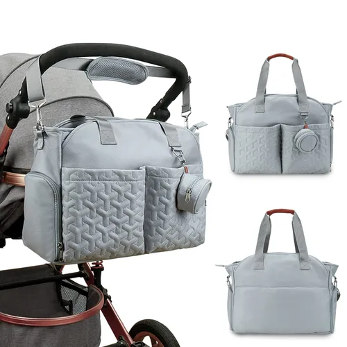 Vista 5 de Bolsa para extractor de leche – Bolsa de pañales para bebé con funda para laptop y bolsillo de aislamiento, se adapta a la mayoría de extractores