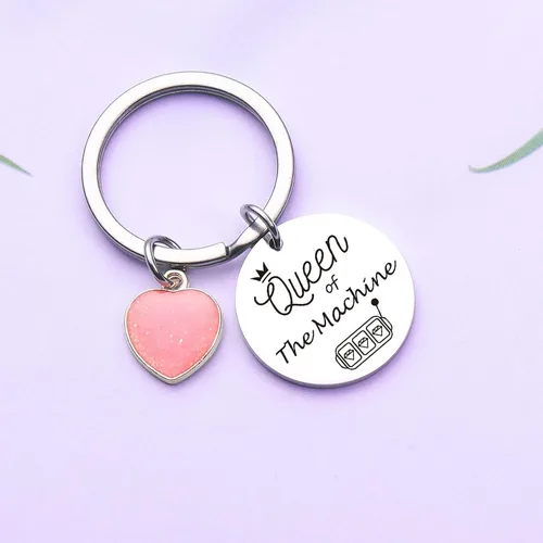 Vista 4 de ZNOSVEI Llavero para amantes de los juegos de azar, llavero de novia, regalo de la suerte, joyería para hermana
