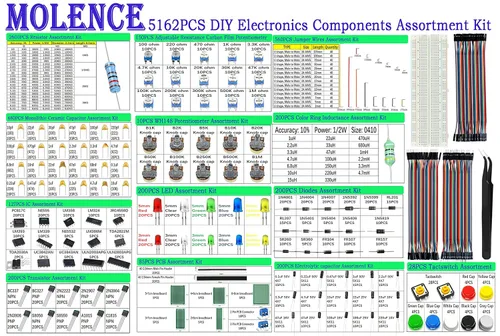 Vista 2 de 5162pcs DIY Electrónica Componentes Kit Surtido, Resistores, Inductores, Condensadores, LED, Triodo, ICS, Diodos, PCB, Potenciómetro, Cabecera