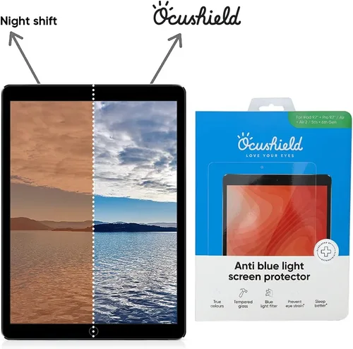 Vista 6 de [Usado] Ocushield Protector de pantalla de vidrio templado antiluz azul para iPad 5ª y 6ª generación iPad Air 1 y 2 iPad Pro 9.7 pulgadas