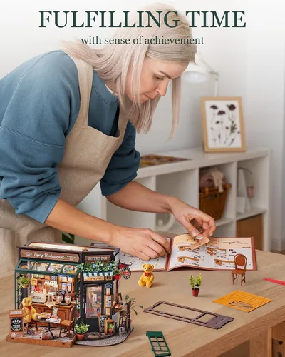 Vista 7 de Rolife - Kit de casa de muñecas en miniatura para cafetería, regalo creativo para adultos