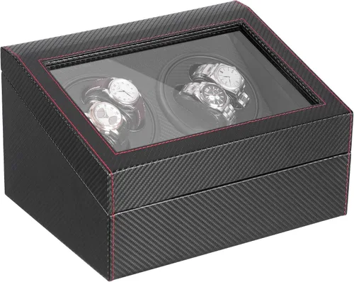 Vista 2 de Enrollador automático de reloj con 4 pantallas silenciosas de cuerda de reloj + 6 almohadas de reloj flexibles, funda de almacenamiento de cuero