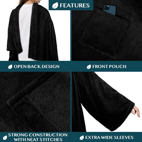 Vista 3 de PAVILIA Wearable Blanket with Sleeves for Adult Women Men, Cozy Fleece Warm Wrap Throw with Arms, Gifts for Christmas, Wife