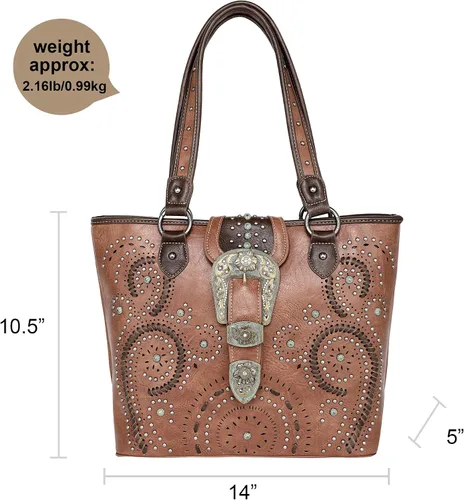 Vista 5 de Montana West Buckle Collection Western Handbag for Women Tote Purse with Wallet