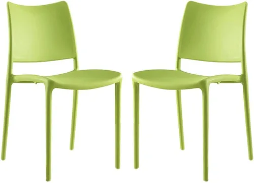 Vista 3 de Modway Hipster contemporáneo moderno moldeado plástico apilamiento dos sillas de comedor en verde