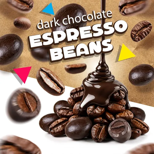 Vista 4 de Granos de café expreso cubiertos de chocolate oscuro, caramelo de café, bolsa de 1 libra Frijoles arábica, snack de oficina
