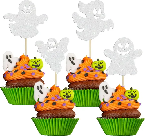 Vista 10 de Gyufise 1 pieza de decoración de pastel de cumpleaños con purpurina montada de terror clásico de Halloween para temática de terror sangriento