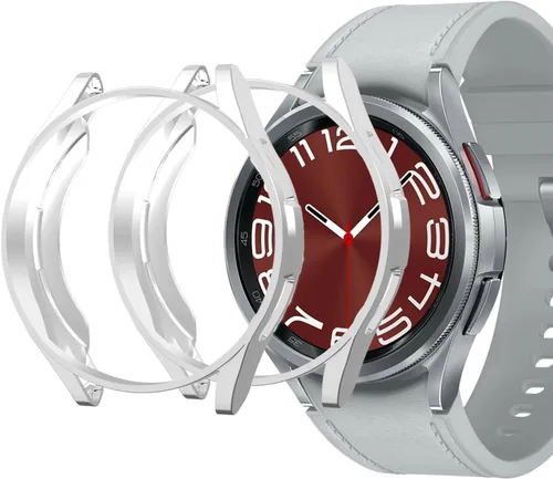 Vista 10 de Funda compatible con Samsung Galaxy Watch 6 Classic de 1.693 in 2023, suave TPU chapado en todo el contorno, a prueba de arañazos, funda protectora