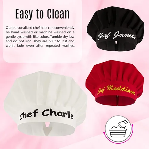 Vista 7 de Sombreros de chef personalizados para hombres y mujeres sombrero de chef personalizado con nombre bordado sombrero de cocina ajustable para adultos
