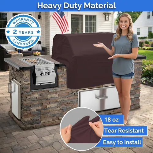 Vista 5 de Covers & All Cubierta de parrilla integrada para parrilla al aire libre – Resistente 18 oz impermeable cubierta de parrilla de barbacoa incorporada