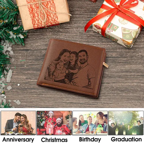 Vista 5 de Billetera personalizada grabada para hombre, cartera de cuero personalizada, el regalo perfecto para hombres, regalos de graduación, regalos