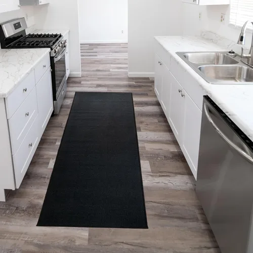 Vista 9 de Alfombra de pasillo extralarga de longitud personalizada antideslizante con pelo bajo absorbente, resistente a las manchas