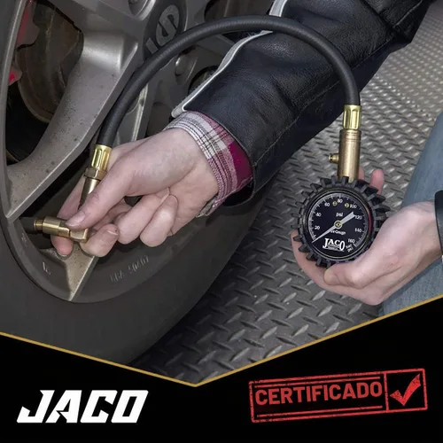 Vista 3 de Jaco, EliteProPlus, medidor de presión para neumáticos con boquillas de inflado intercambiables, 160 PSI