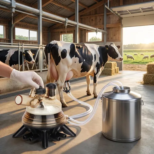 Vista 2 de Colector de leche de vaca de 5.1 fl oz, pieza de ordeño de repuesto con base de plástico para estación de ordeño de vacas y ovejas de granja lechera