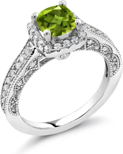 Vista 58 de Gem Stone King Anillo de compromiso de plata de ley 925 de 0.236 in con piedra natal y zafiro blanco creado con acento Anillo de compromiso