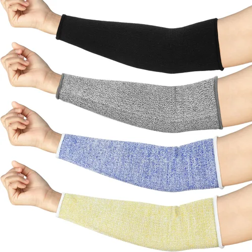 Vista 7 de Neer 4 pares de mangas protectoras para brazos para piel delgada, anticortes, resistentes a quemaduras, funda para antebrazo para cocina y Negro