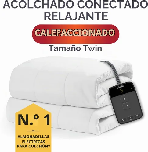 Vista 2 de Sunbeam - Funda para colchón con poliéster y conexión Wi-Fi, cobija eléctrica, 10 ajustes de calor, tamaño individual