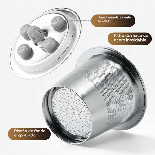 Vista 8 de Tazas K reutilizables de acero inoxidable para Keurig Supreme & Supreme Plus, tazas K reutilizables de cinco agujeros, universales, compatibles