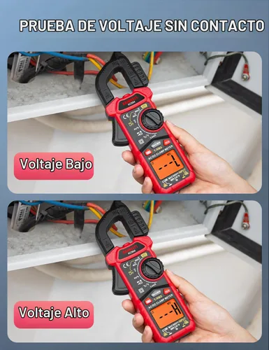 Vista 8 de KAIWEETS Multímetro de Pinza Digital con Mordaza en Forma de D para Corriente y Voltaje CA/CC, Probador de Voltaje de Rango Automático de 4000