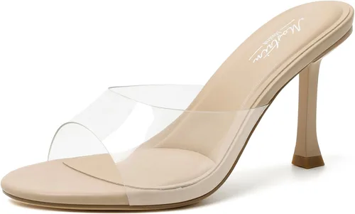 Vista 30 de Mostrin - Sandalias con tacón de gatitos para mujer, con punta redonda con lazo, vintage, sexy, de tacón aguja, sin talón, para fiesta y uso diario