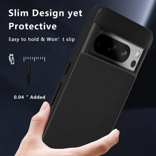 Vista 5 de X-level Funda delgada para Google Pixel 8 Pro, de doble capa, a prueba de golpes, cuerpo completo, parte trasera de policarbonato duro, superficie