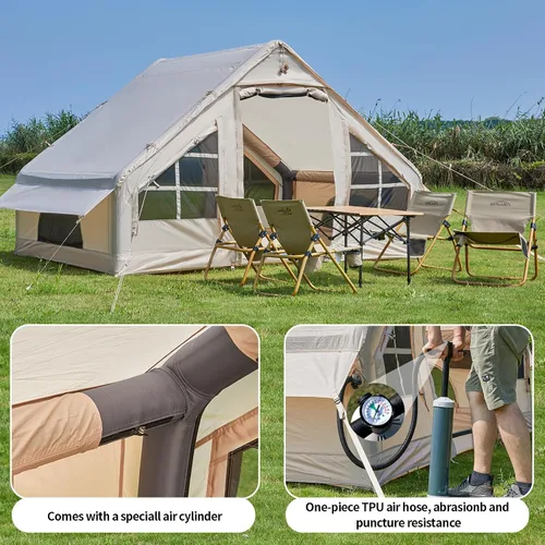 Vista 3 de Tienda de campaña inflable con bomba, para 4 a 6 personas, tienda de campaña de camping glamping, fácil instalación, tiendas familiares para 4