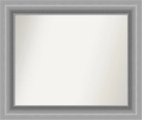 Vista 347 de Amanti Art Espejo de baño plateado para sobre fregadero, 26 x 26 pulgadas, espejo cuadrado de níquel pulido, marco de madera tradicional mediano, se