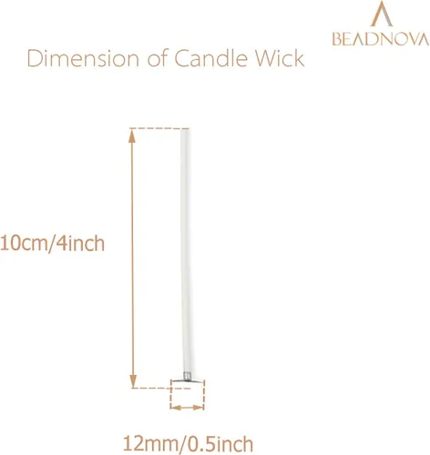 Vista 2 de BEADNOVA Mechas de algodón para velas de 4 pulgadas, 150 piezas, mechas cortas para hacer velas para hacer bricolaje