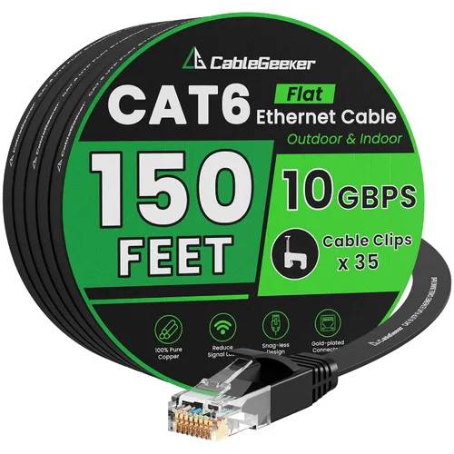 Vista 14 de Cable Ethernet Cat 6 de 10 pies, paquete de 2 unidades, para interiores y exteriores, red de Internet de 10 Gbps de alta velocidad, cable Ethernet