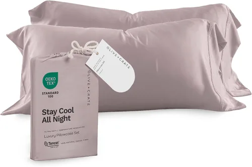 Vista 20 de Olive + Crate Tencel - Fundas de almohada de eucalipto, 100% Tencel Lyocell fundas de almohada refrescantes para personas que duermen con calor