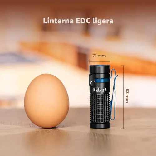 Vista 9 de OLIGHT Baton4 Linterna EDC recargable, luz de bolsillo LED de 1300 lúmenes con cable de carga magnético, 6 modos, IPX8 impermeable para el hogar