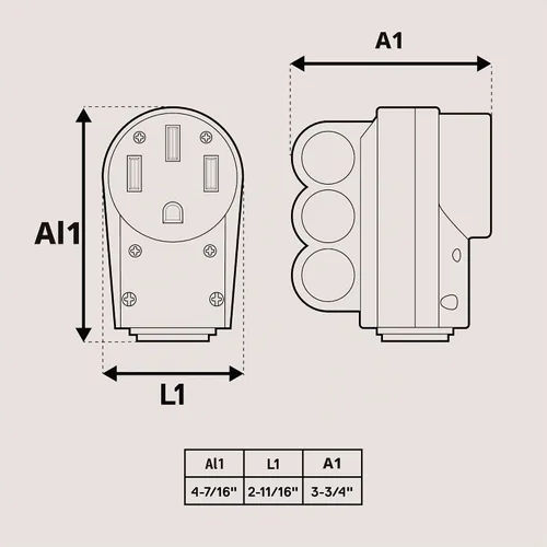 Vista 7 de True Mods NEMA 14-50R 125/250V 50A Cable de alimentación RV hembra de reemplazo con conector de toma para cable de 6/3 + 8/1 AWG de 4 hilos