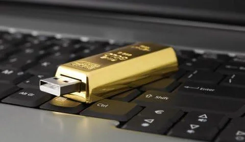 Vista 2 de D-CLICK - Memoria USB (4 GB, 8 GB, 16 GB, 32 GB, 64 GB), dorado barra