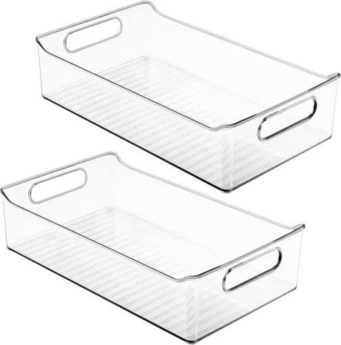 Vista 9 de iDesign Organizador de almacenamiento de despensa de plástico con asas, juego de 2, contenedores transparentes