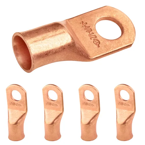 Vista 165 de SELTERM - 5 terminales de anillo resistentes para cable de batería, calibre 1/0 AWG, pernos de 1/2 pulgadas, terminales de calibre 0, ojales