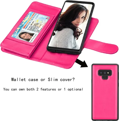 Vista 4 de Njjex Funda tipo cartera para Galaxy Note 9, para Note 9, piel sintética de lujo [9 ranuras para tarjetas] Funda con tapa para tarjeta de crédito