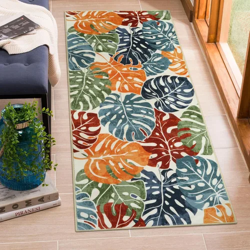 Vista 18 de Wonnitar Leaf - Alfombra de cocina de 2x3 pies, alfombra azul pequeña para baño, alfombra decorativa lavable para mesita de noche, planta